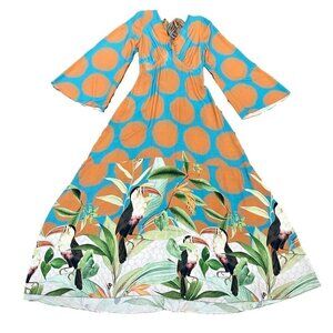 Closet Collection Brazilian tropical toucan maxi dress